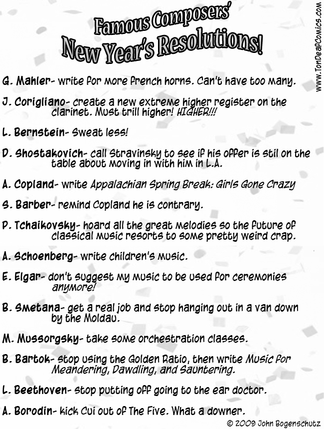 Composers’ New Year’s Resolutions